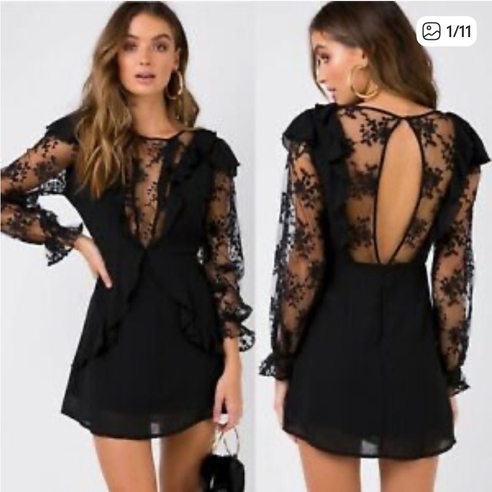 NWT PRINCESS POLLY dress mini sorcerers apprentice black lace open back 6